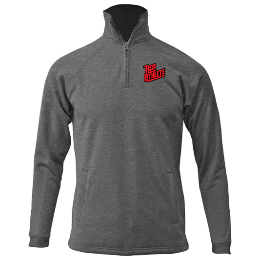 Red Athlete 1/4 Zip Sweatshirt - Heather Grey