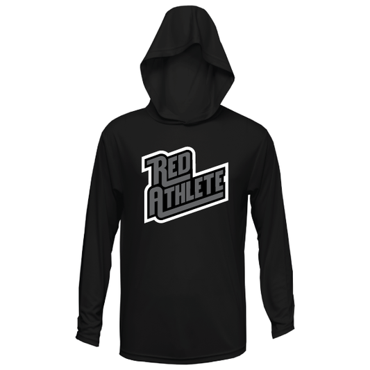 Red Athlete T Shirt Hoodie - Black