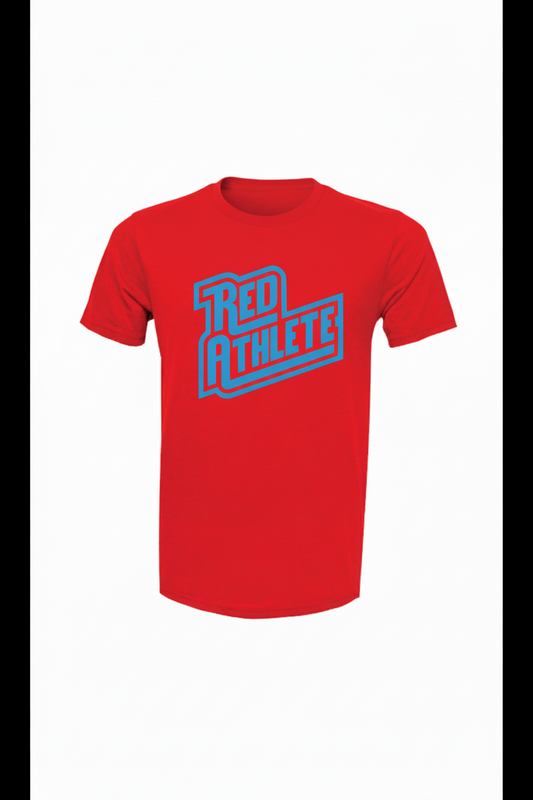 Red Athlete Red Soft Flex T-Shirt - Lt Blue logo