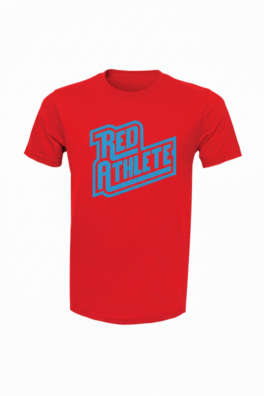 Red Athlete Red Soft Flex T-Shirt - Lt Blue logo
