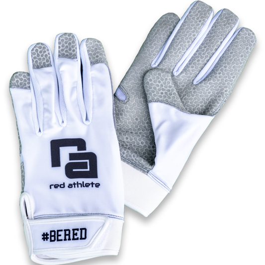 Red Athlete Batting Gloves - White