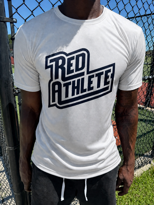 Red Athlete Silver Soft Flex T-Shirt - Navy Logo