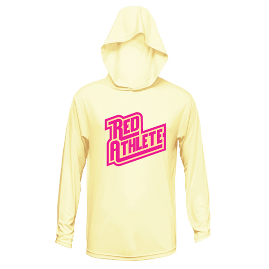 Red Athlete T Shirt Hoodie - Light Yellow