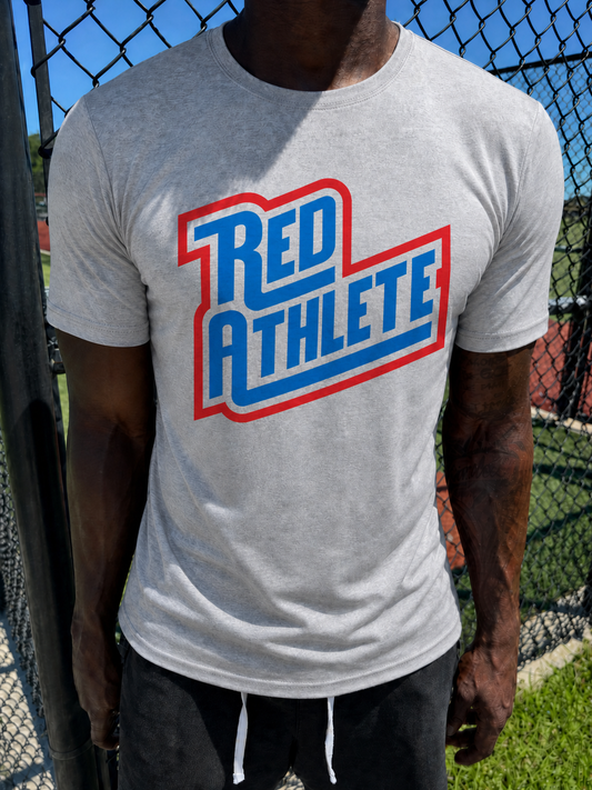 Red Athlete Heather Grey Soft Flex T-Shirt - Royal/Red Logo