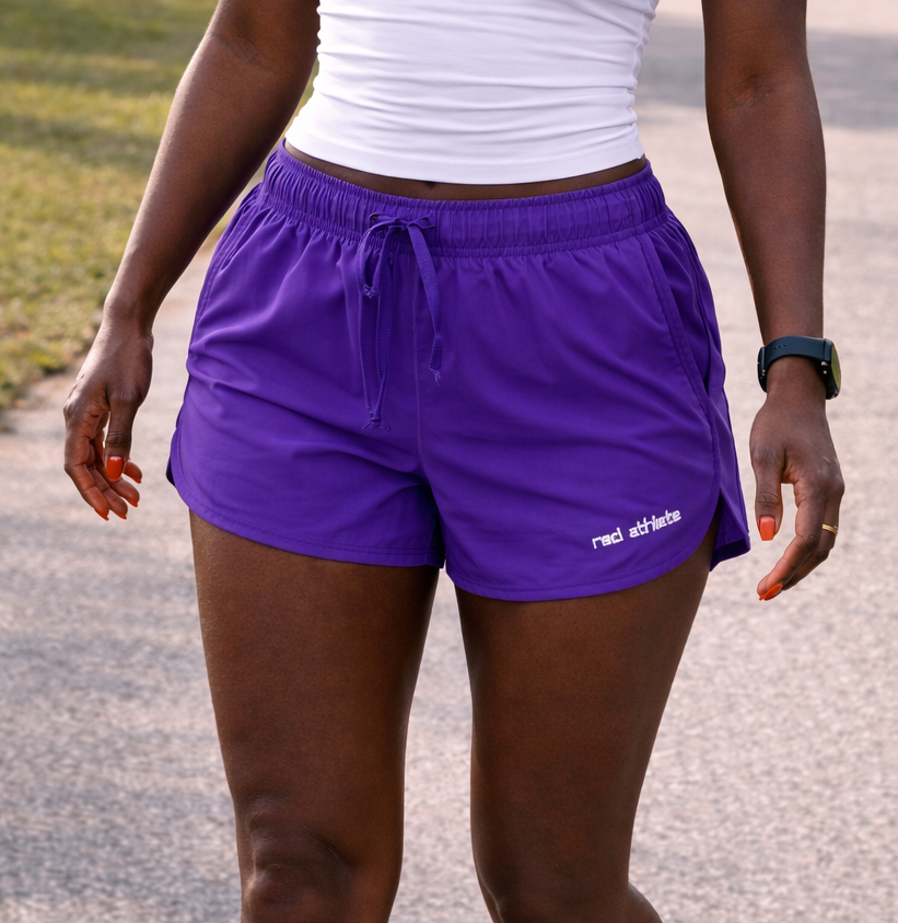 Red Athlete Womens Shorts - Purple