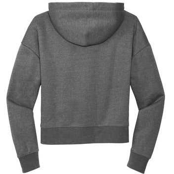 Red Athlete Womens Cropped Fleece Hoodie - Heathered Charcoal