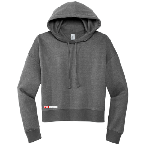 Red Athlete Womens Cropped Fleece Hoodie - Heathered Charcoal