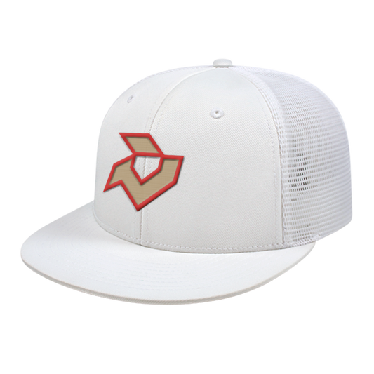 DeMarini White Performance Flexfit Trucker - Vegas Gold / Red